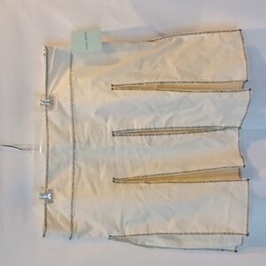 Gene Meyer pleated skirt, Cream w/black trim, side zip, lined